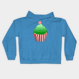 Red and Green Peppermint Christmas Cupcake Kids Hoodie